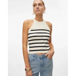 VERO MODA DAME TOP VMSABA - Birch Stripes black