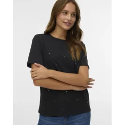 Vero moda dame t-shirt VMPAULINA - Black