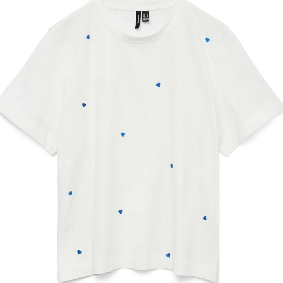 VERO MODA dame t-shirt VMSOLVEI - Snow White Print HEARTS
