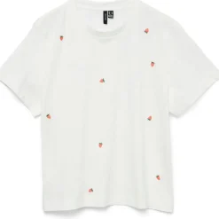 VERO MODA dame t-shirt VMSOLVEI - Snow White Print STRAWBERRYS
