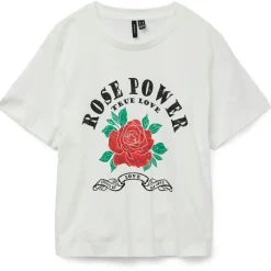 VERO MODA dame t-shirt VMSIGNE - Snow White ROSE POWER