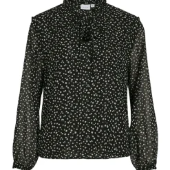 VILA dame bluse VIKIRSTI - Black Beauty Ika