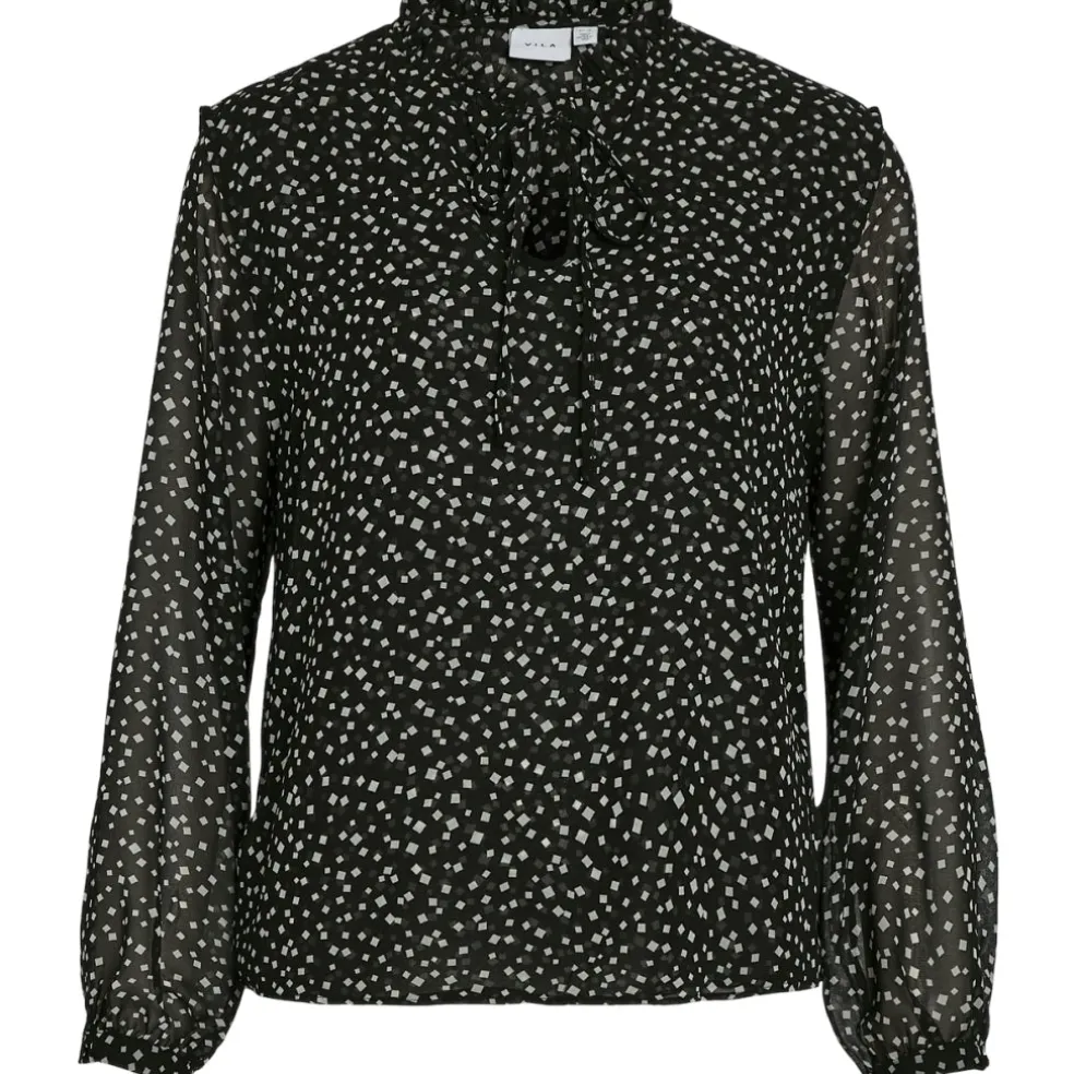 VILA dame bluse VIKIRSTI - Black Beauty Ika