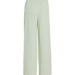 VILA dame bukser VISTRIPLO - Silt Green Stripes BIRCH