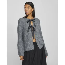 VILA dame cardigan VIBOWS - Medium grey melange