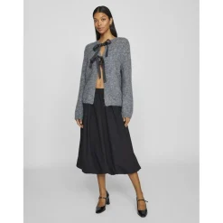 VILA dame cardigan VIBOWS - Medium grey melange