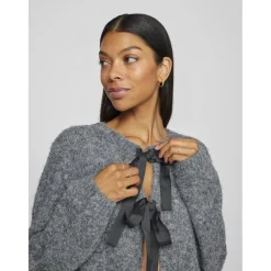 VILA dame cardigan VIBOWS - Medium grey melange