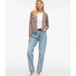 VILA DAME CARDIGAN VIRIL SHORT L/S KNIT CARDIGAN-NOOS - Falcon Melange