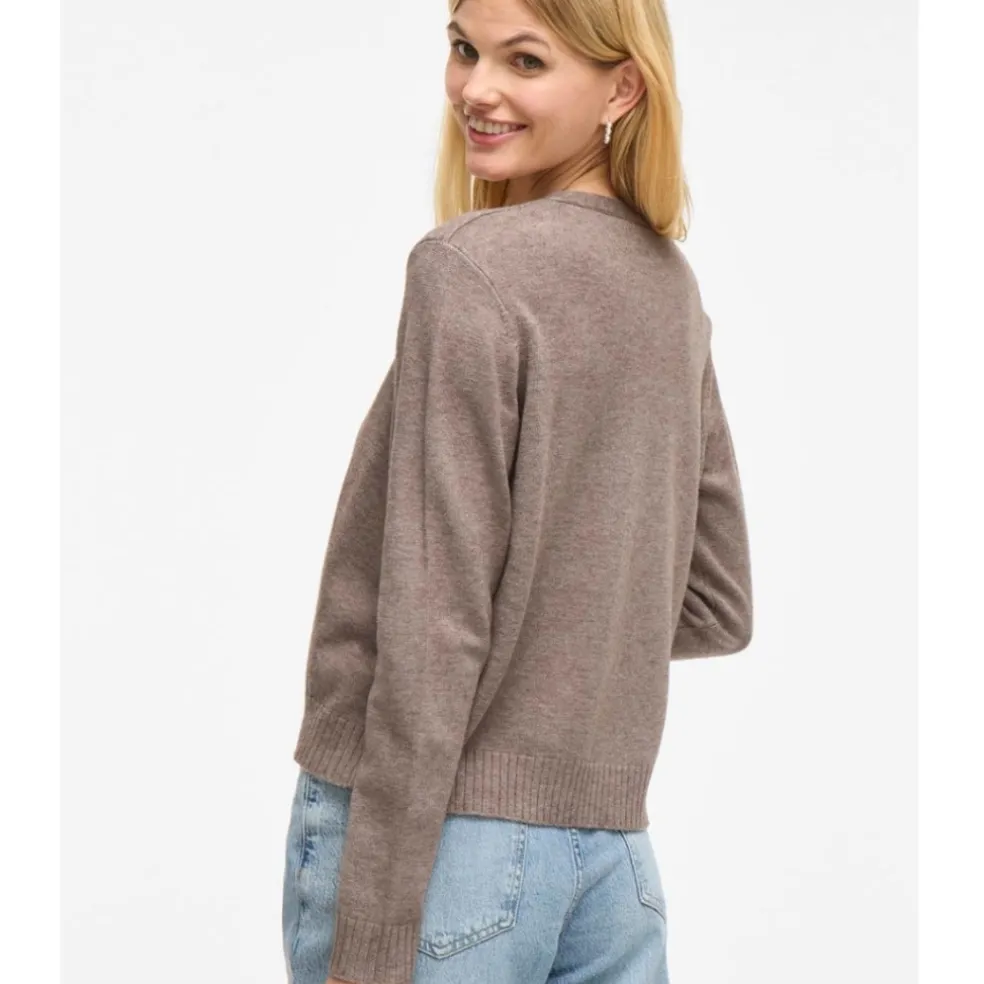 VILA DAME CARDIGAN VIRIL SHORT L/S KNIT CARDIGAN-NOOS - Falcon Melange