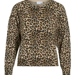 VILA dame cardigan VIRIL - Birch LEOPARD