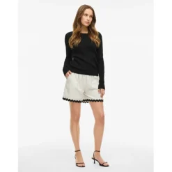 VILA DAME SHORTS VIMANDA - Birch Black Beauty