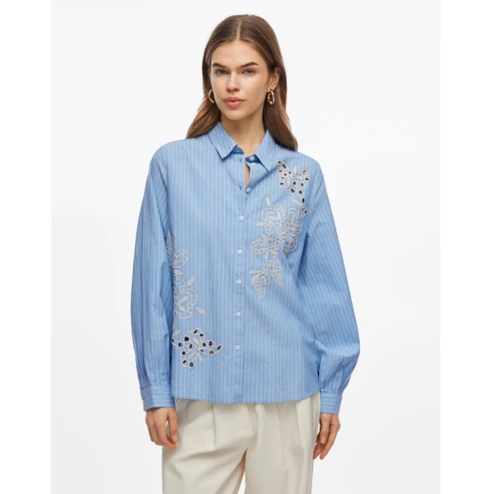 VILA dame skjorte VICASPIANA - Blissful Blue