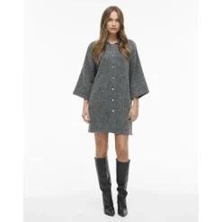 Vila dame strik kjole VILAURI - Medium grey melange
