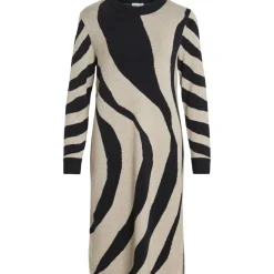 VILA dame strik kjole VITIF - Natural Melange Detail:BLACK/ANIMAL