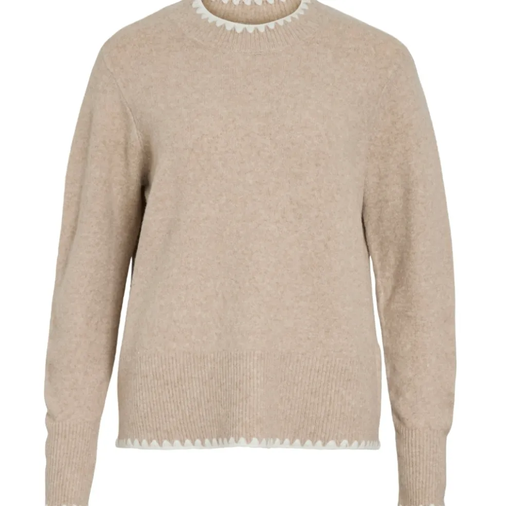 VILA dame strik VIHEFNA - Natural Melange WHITE ALYSSUM