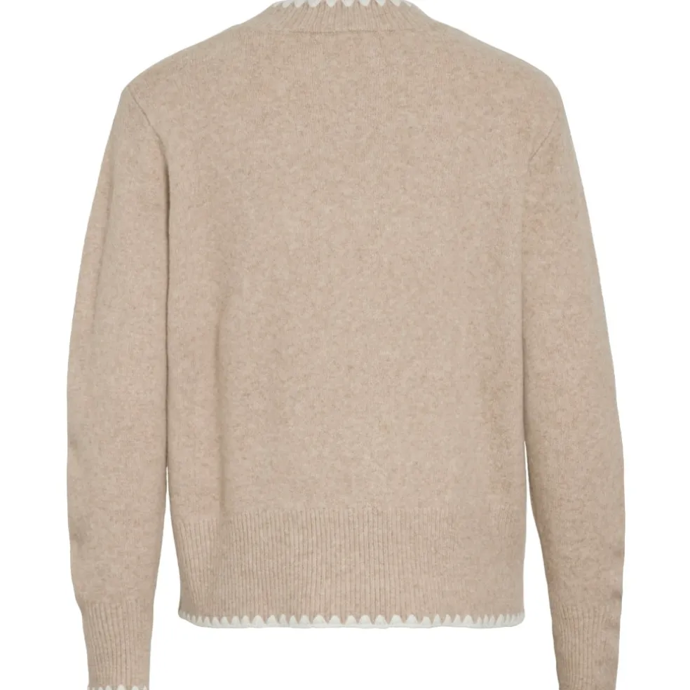 VILA dame strik VIHEFNA - Natural Melange WHITE ALYSSUM