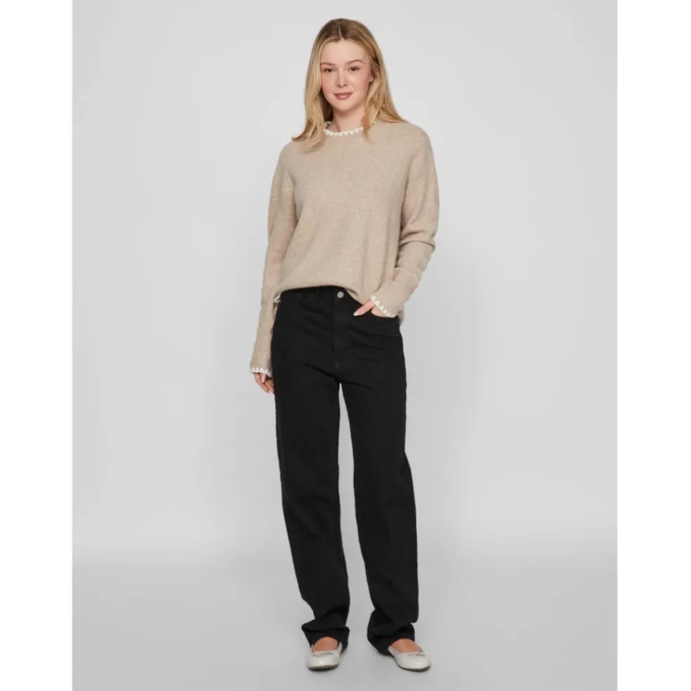 VILA dame strik VIHEFNA - Natural Melange WHITE ALYSSUM