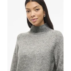 Vila dame strik VILORY - Medium grey melange