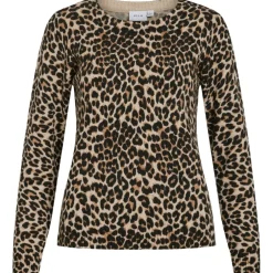 VILA dame strik VIRIL - Birch LEOPARD