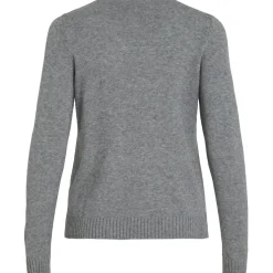 VILA dame strik VIRIL - Medium grey melange
