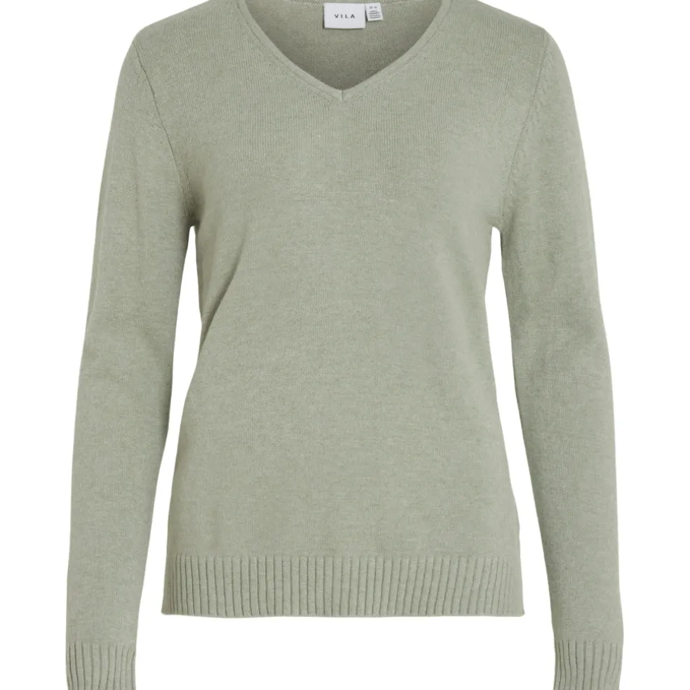 VILA dame strik VIRIL - Oil Green MELANGE