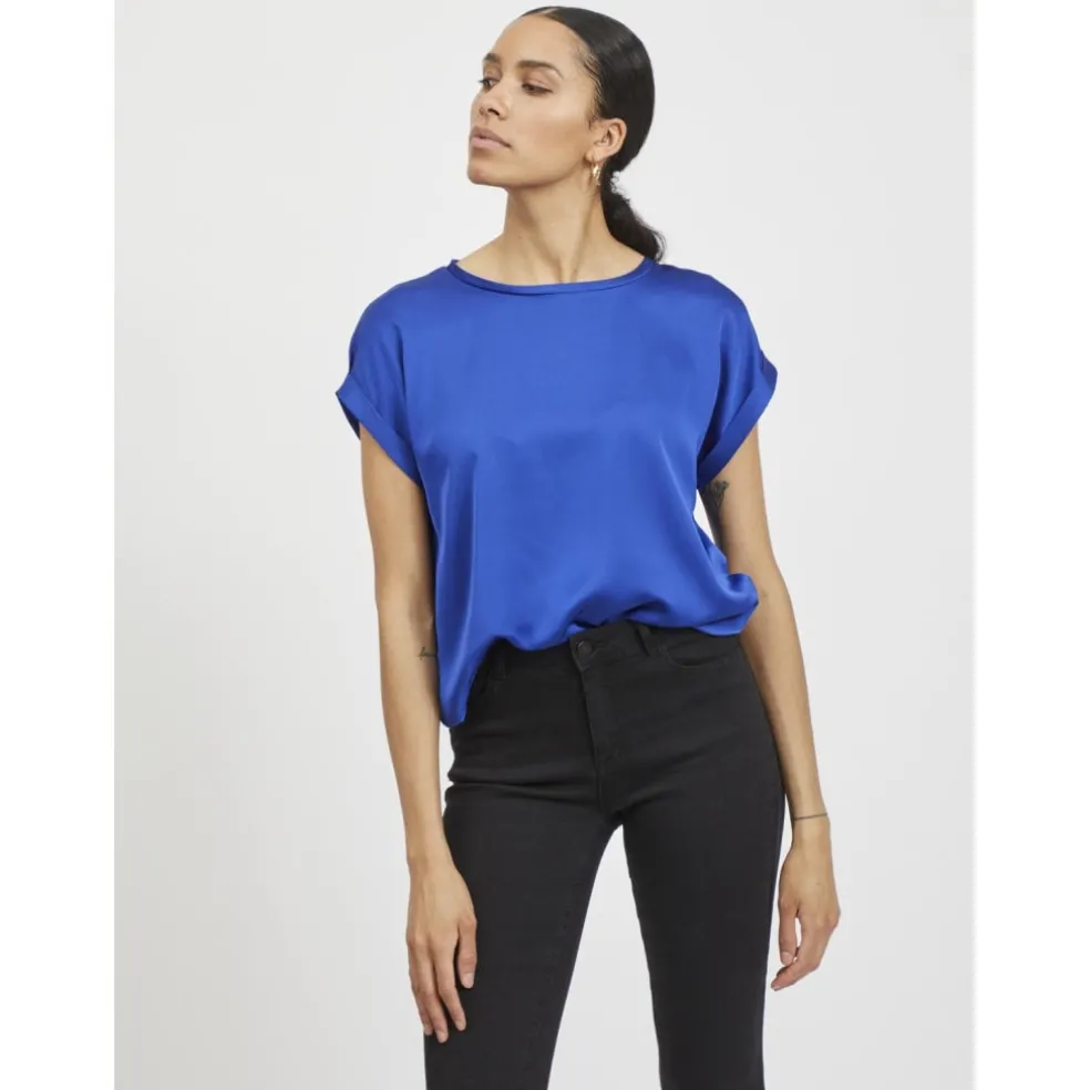VILA dame top VIELLETTE - Mazarine Blue