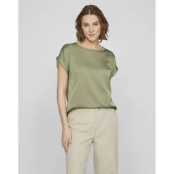 VILA dame top VIELLETTE - Oil Green