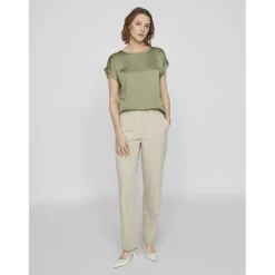 VILA dame top VIELLETTE - Oil Green