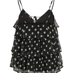 VILA DAME TOP VIHARLEY - Black White Dots