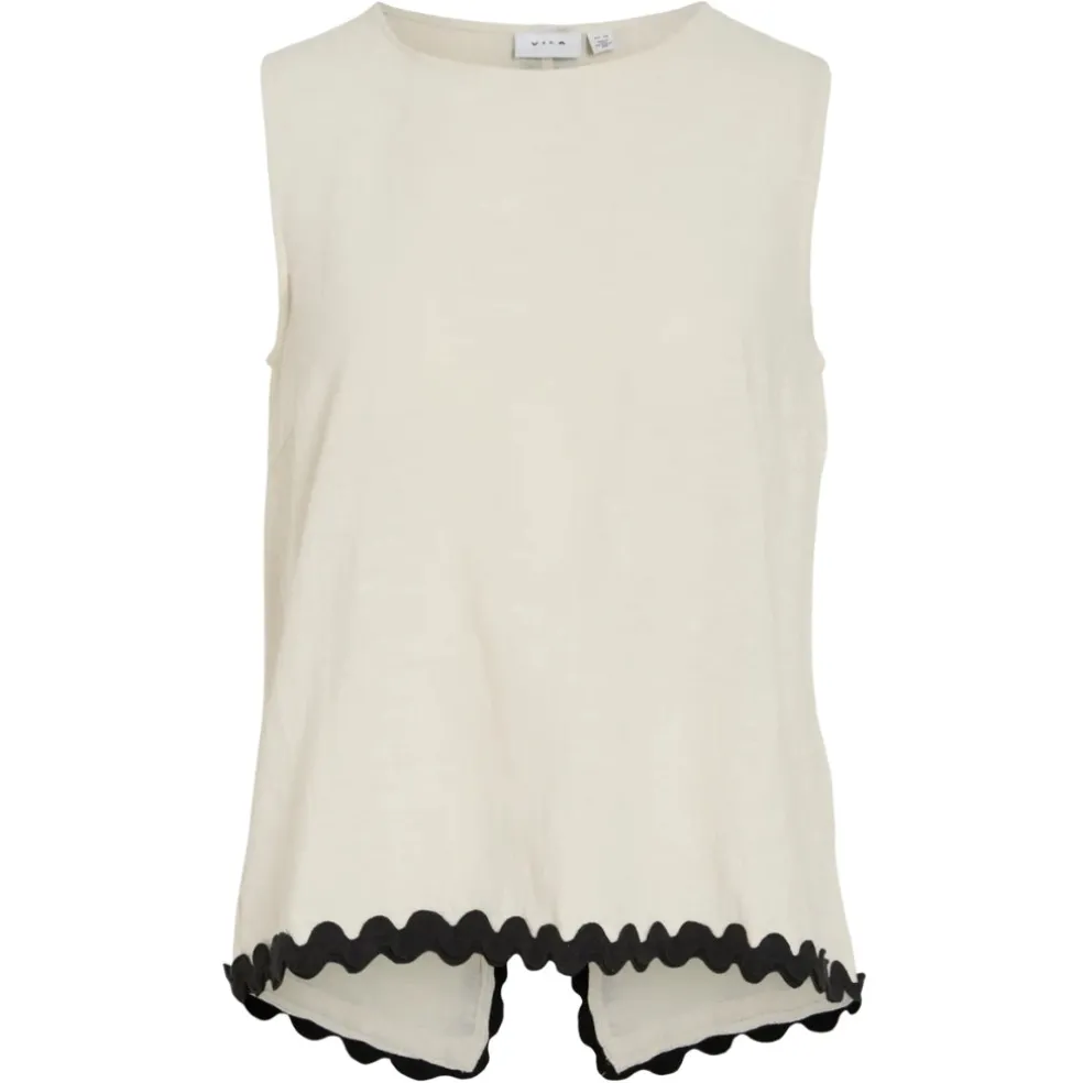 VILA DAME TOP VIMANDA - Birch Black Beauty
