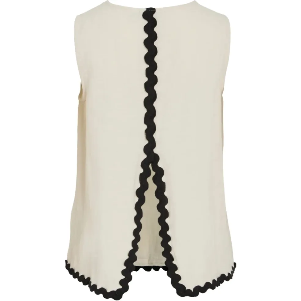VILA DAME TOP VIMANDA - Birch Black Beauty