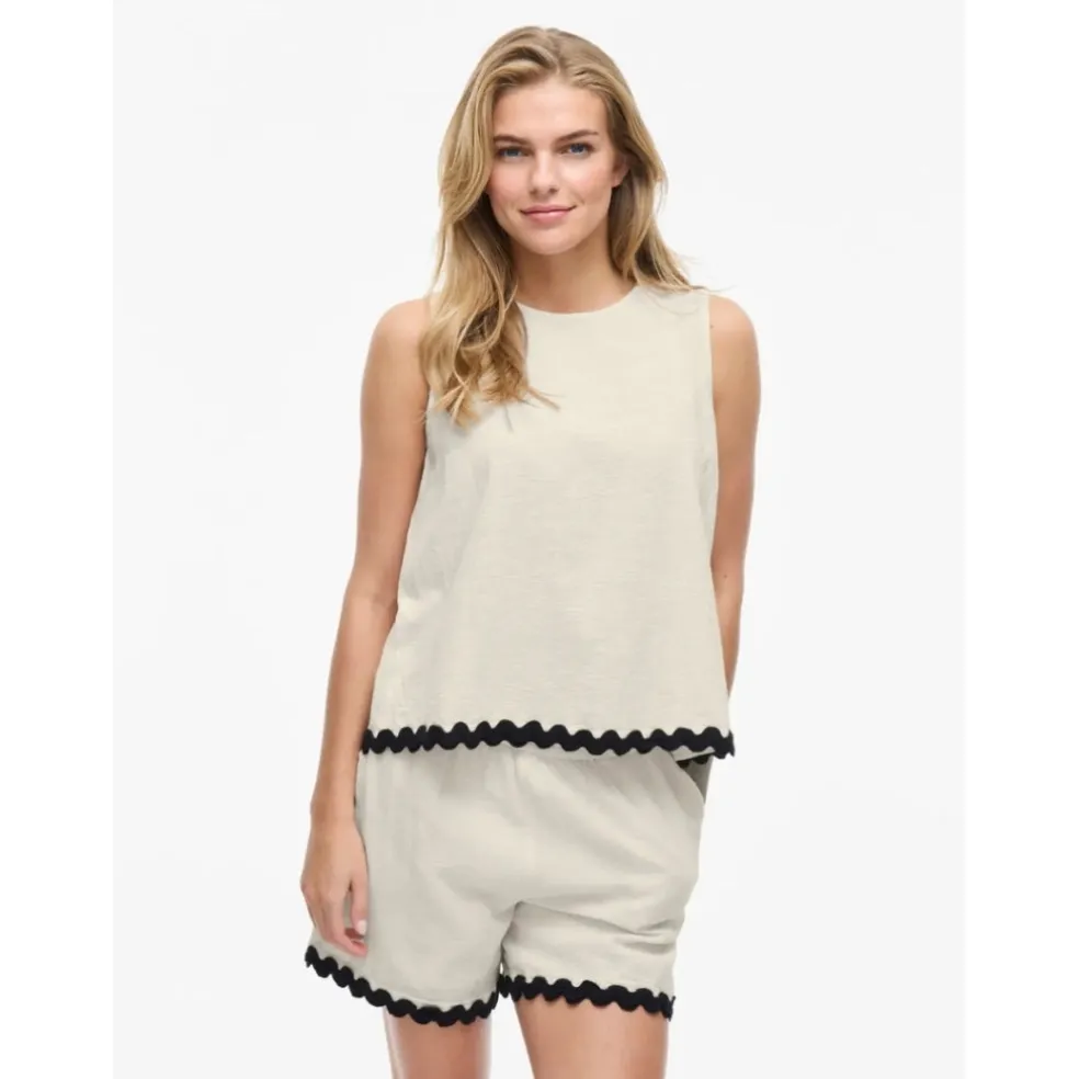 VILA DAME TOP VIMANDA - Birch Black Beauty