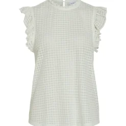 VILA dame top VINETE - Cloud Dancer