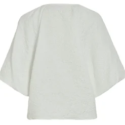 VILA dame top VIRADIA - Birch JACQUARD ROSES